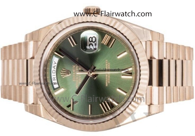 Copy Rolex Day-Date Rose Gold Green Dial 40mm Watch for Xmas Copy Rolex Day-Date Rose Gold Green Dial 40mm Watch for Xmas